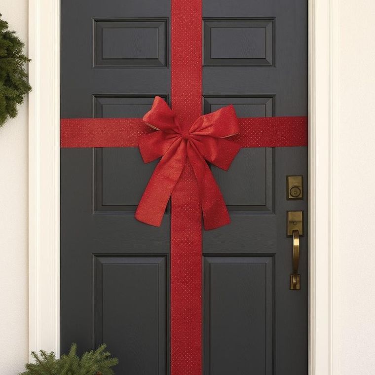 Home Styling Collection, świąteczna dekoracja na drzwi, kokarda, 33-42 cm