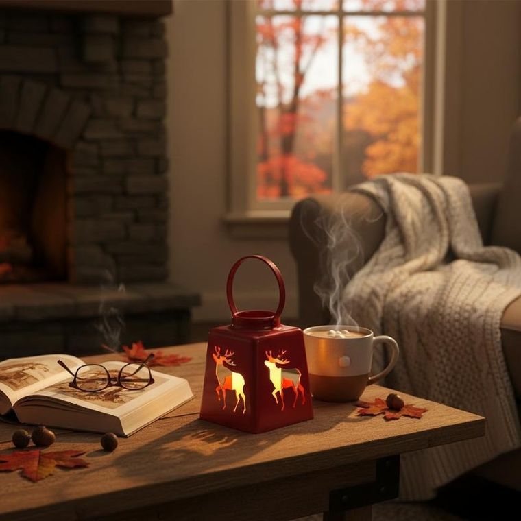 Home Styling Collection, świąteczny lampion ze świecą LED, 14 cm