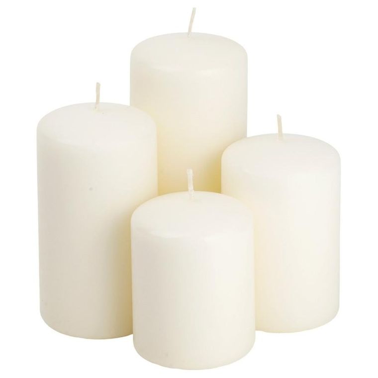 Home Styling Collection, świece bryłowe, białe, bezzapachowe, 4 szt.