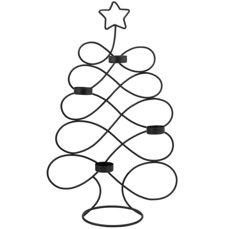 Home Styling Collection, świecznik, choinka, metalowy, czarny, 49 cm