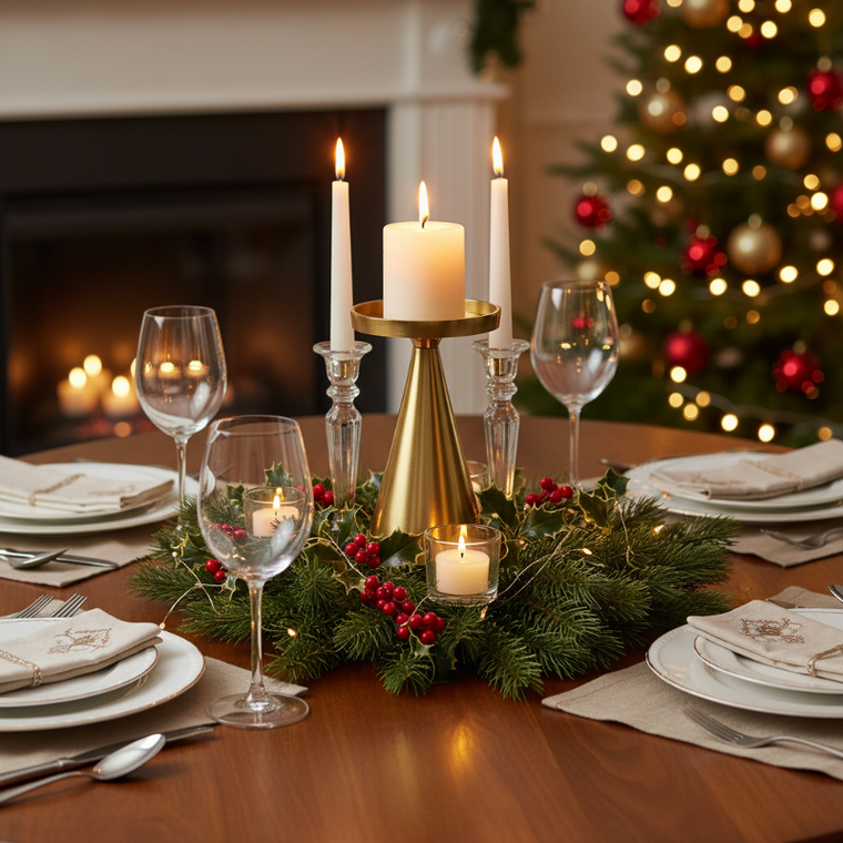 Home Styling Collection, świecznik dekoracyjny, złoty, 17 cm