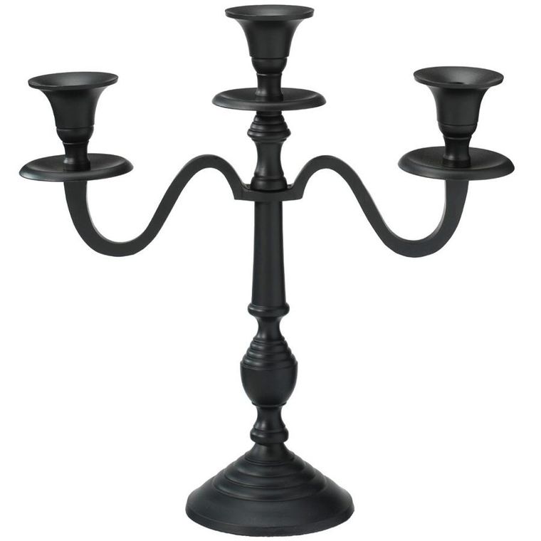 Home Styling Collection, świecznik kandelabr, 3-ramienny, czarny, 30 cm