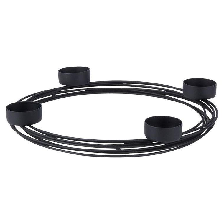 Home Styling Collection, świecznik metalowy czarny, na 4 świeczki, 28-3.5 cm