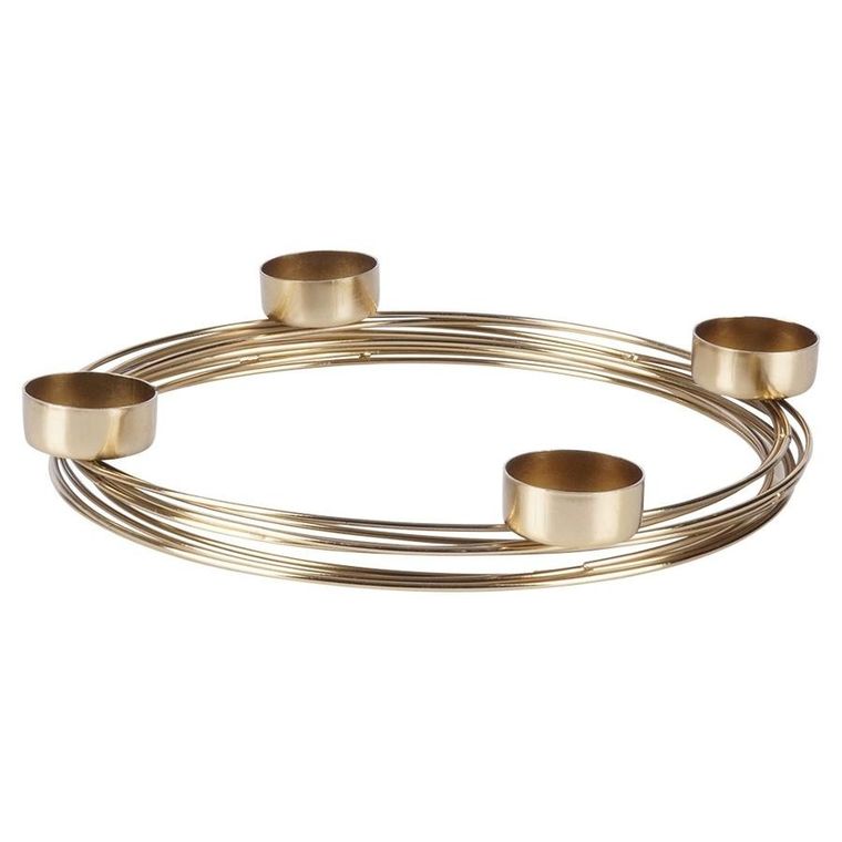 Home Styling Collection, świecznik metalowy, złoty na 4 świeczki, 28-3.5 cm