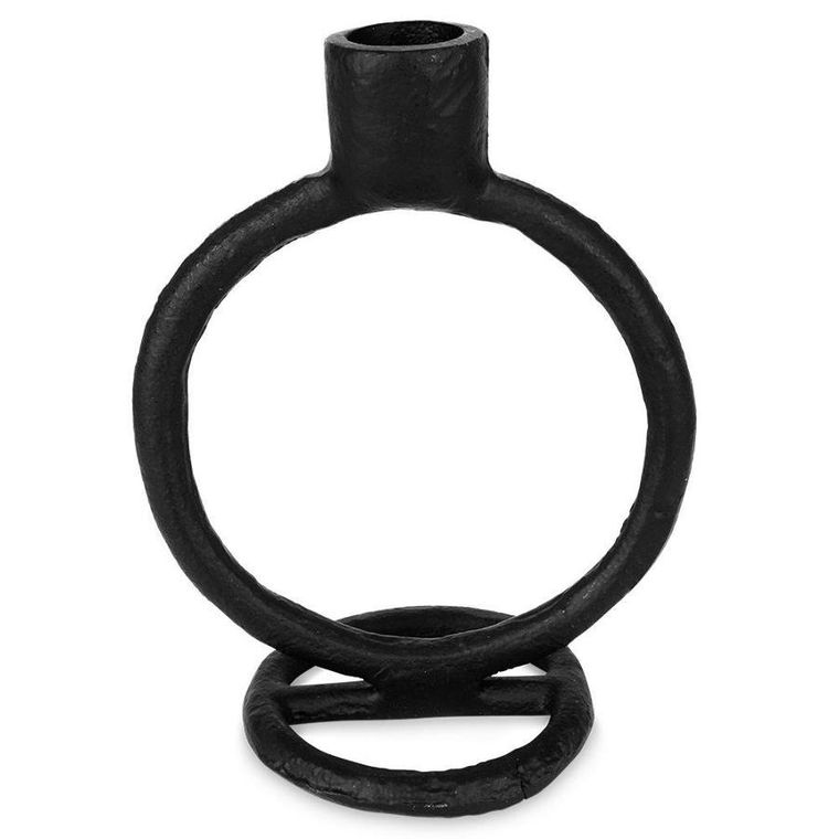 Home Styling Collection, świecznik na długą świeczkę, aluminiowy czarny, 15 cm