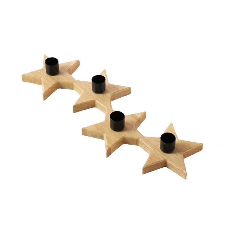 Home Styling Collection, świecznik w kształcie gwiazdek, drewno kauczukowe
