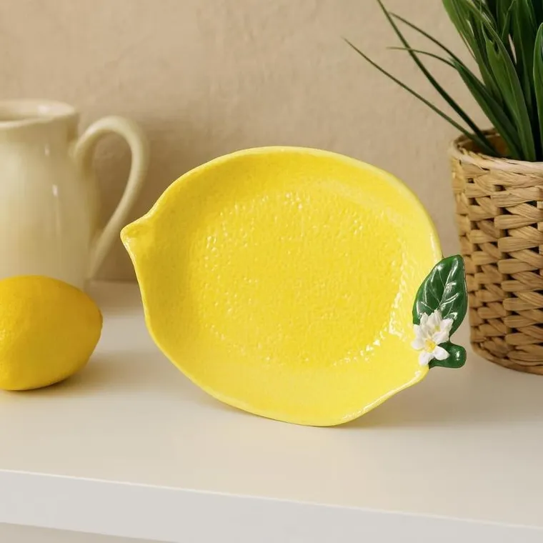 Home Styling Collection, Syro, talerz dekoracyjny z motywem owoców, 25-18-3 cm