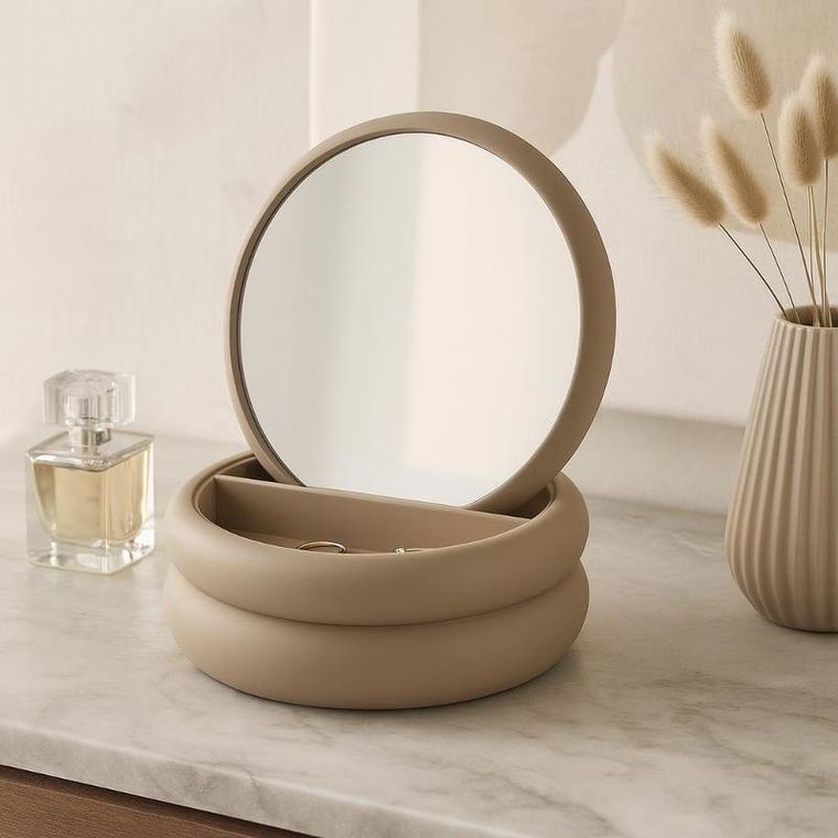 Home Styling Collection, szkatułka na biżuterię z lusterkiem, 17,5-17,5-9 cm