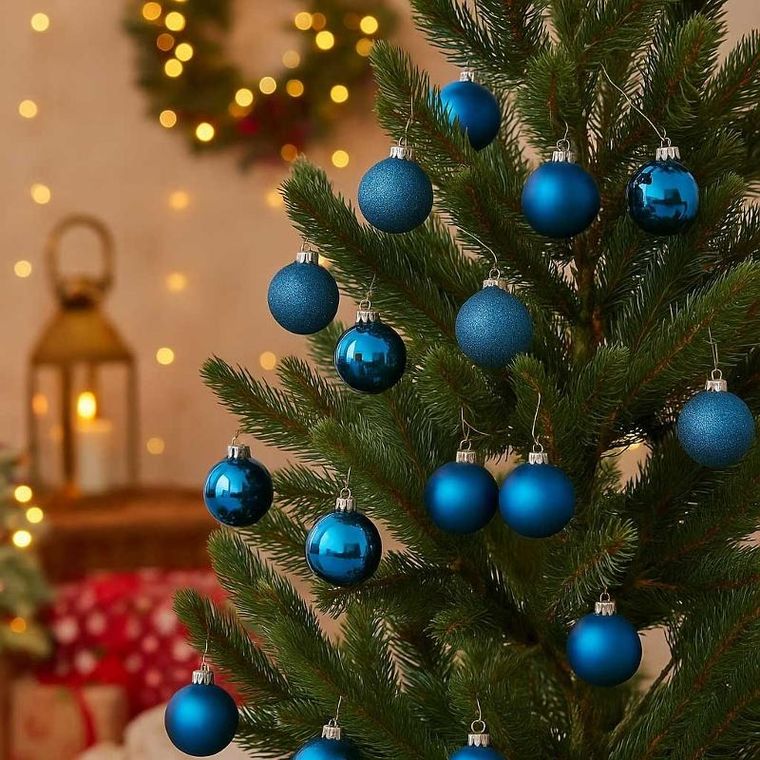 Home Styling Collection, szklane bombki świąteczne, niebieskie, 8 cm, 16 szt.