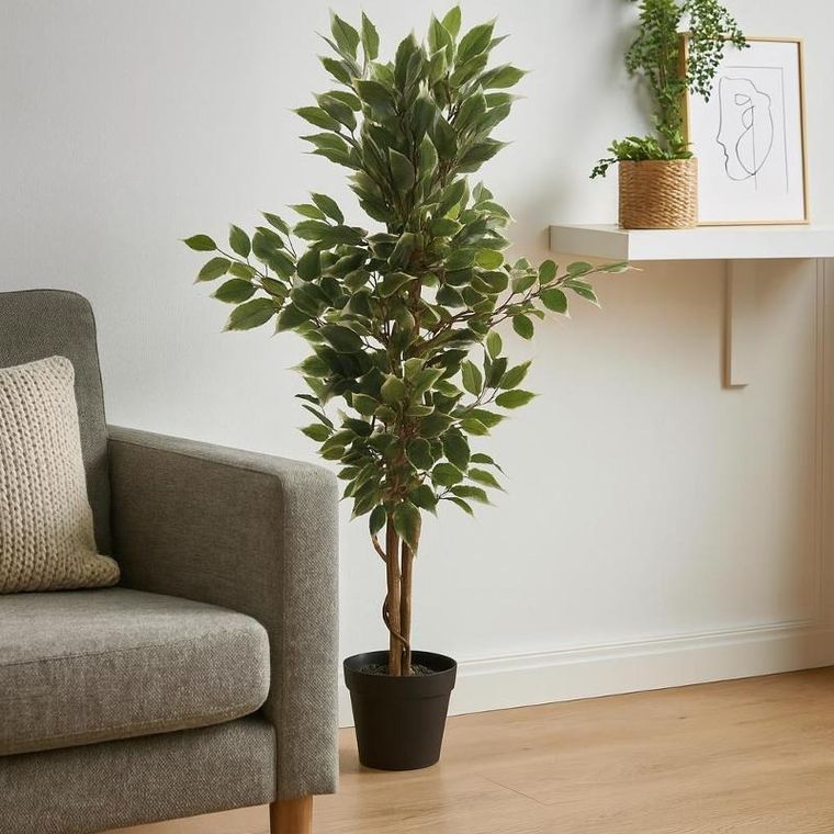 Home Styling Collection, sztuczne drzewko fikus w czarnej doniczce, 115 cm