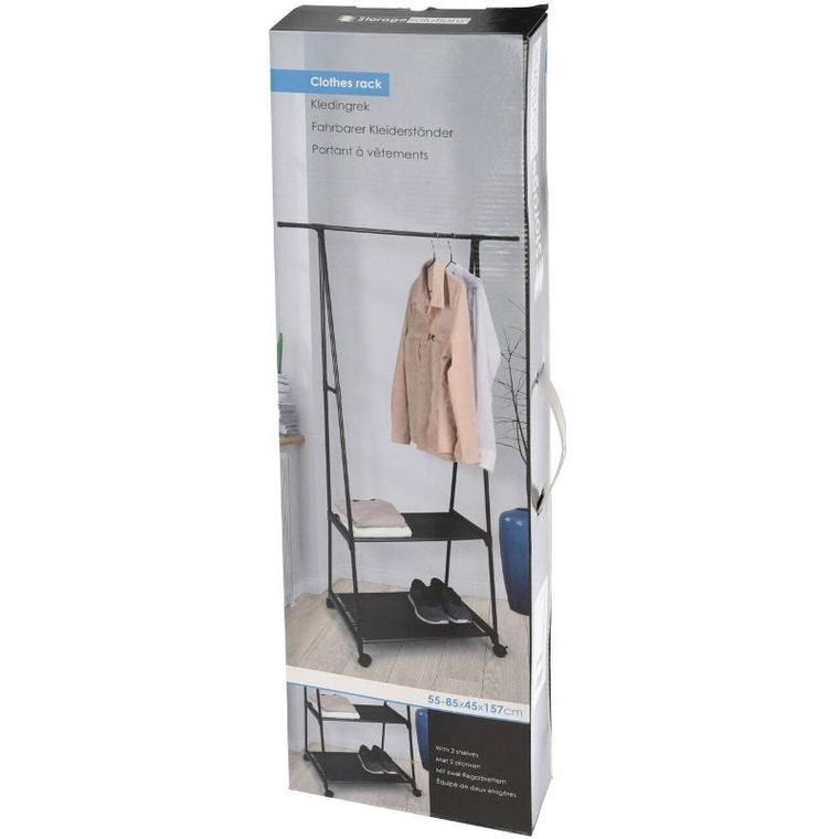 Home Styling Collection, wieszak stojący na ubrania z szafką na buty, metalowy, 55 - 88-45-157 cm