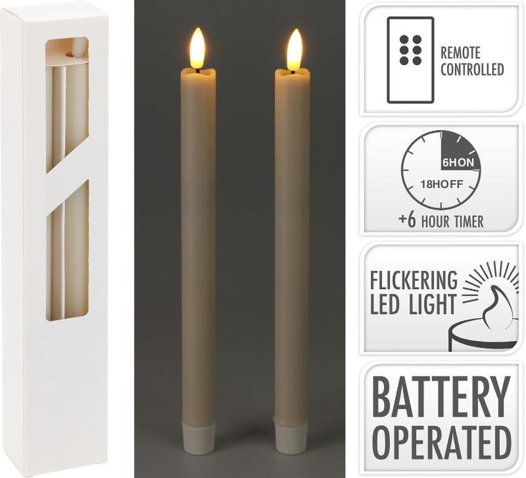 Home Styling Collection, woskowane świece stołowe z led, 25 cm