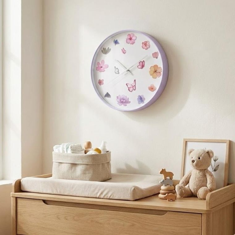 Home Styling Collection, zegar ścienny, kwiaty, 30 cm