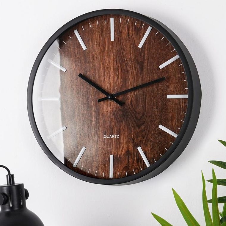 Home Styling Collection, zegar ścienny, tarcza w drewnianym stylu, Ø 30 cm