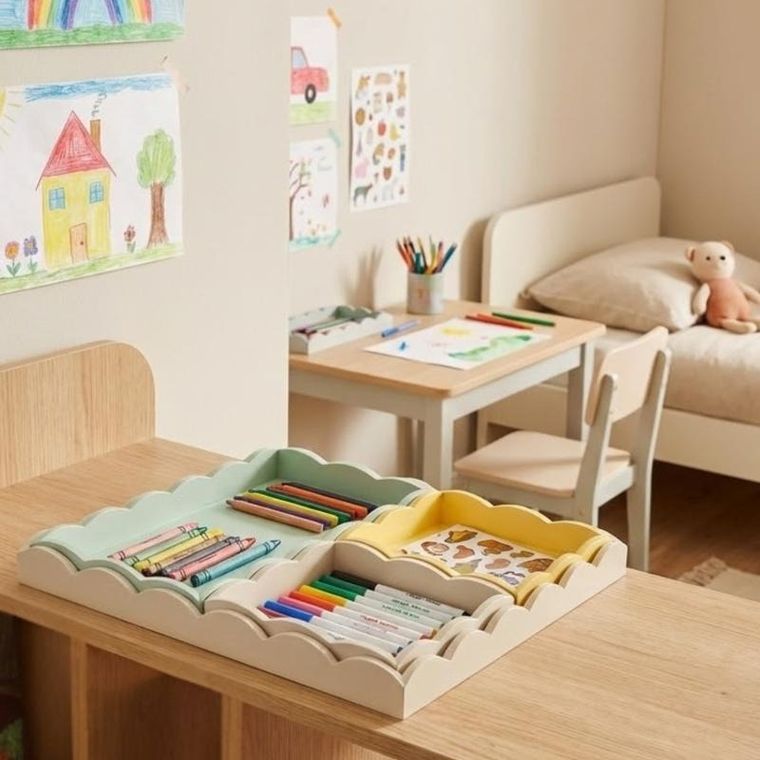 Home Styling Collection, zestaw 4 tac, drewnianych, 30-30-3 cm