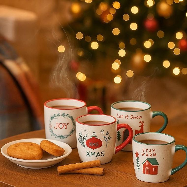 Home Styling Collection, zestaw kubków świątecznych, 200 ml, 4 szt.