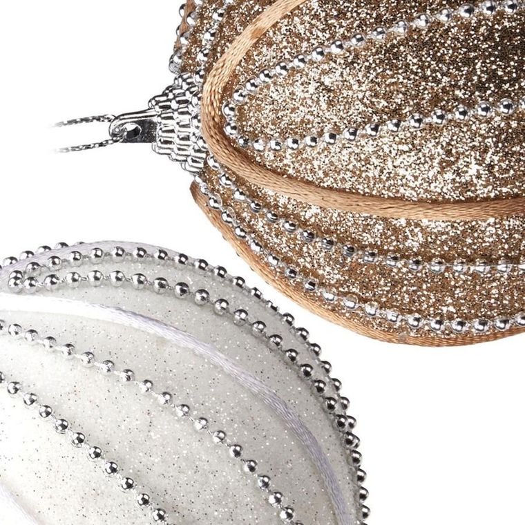 Home Styling Decoration, bombki choinkowe, nietłukące, białe, szampańskie, 8 cm, 12 szt.