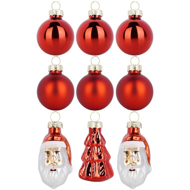 Home Styling Decoration, bombki choinkowe, nietłukące, czerwone, 3/5 cm, 9 szt.