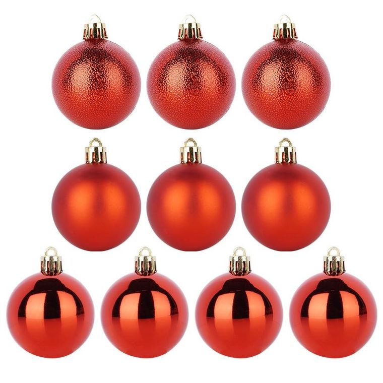 Home Styling Decoration, bombki choinkowe, nietłukące, czerwone, 5 cm, 10 szt.