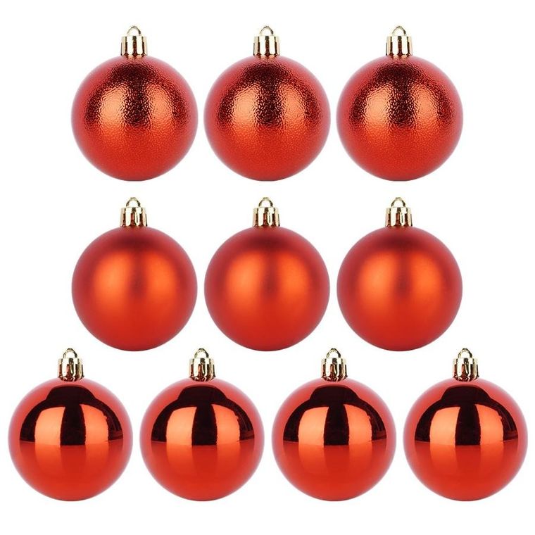 Home Styling Decoration, bombki choinkowe, nietłukące, czerwone, 6 cm, 9 szt.