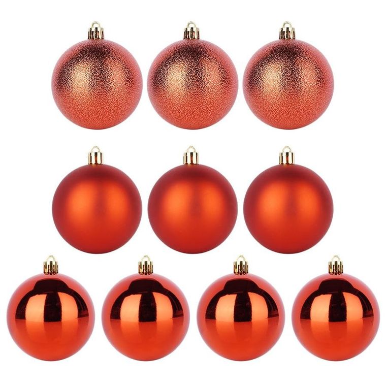 Home Styling Decoration, bombki choinkowe, nietłukące, czerwone, 7 cm, 6 szt.