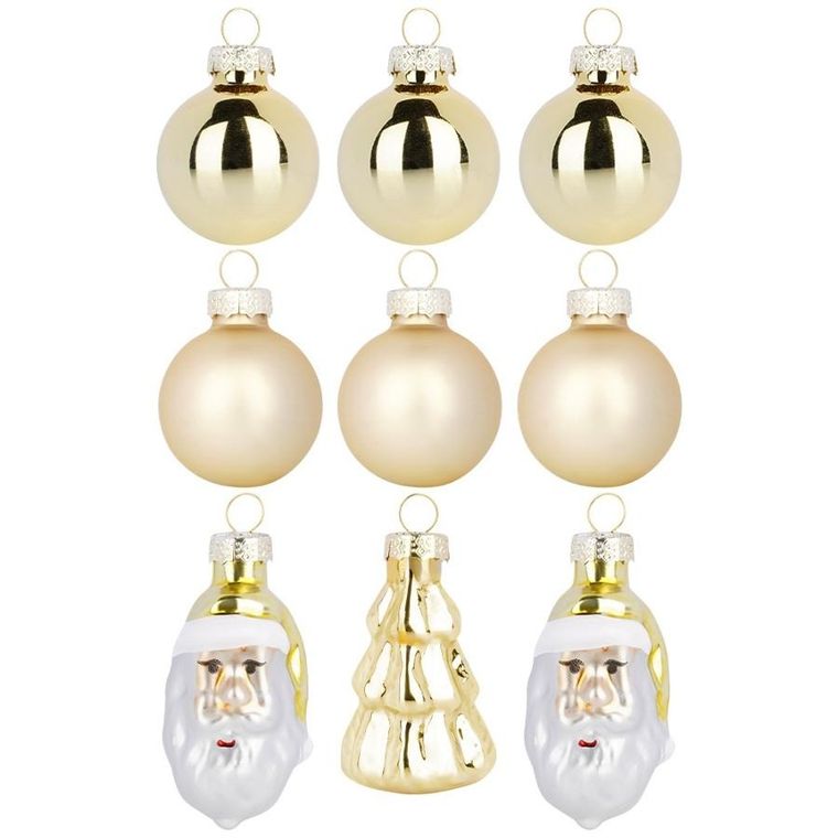 Home Styling Decoration, bombki choinkowe, nietłukące, złote, 3/5 cm, 9 szt.