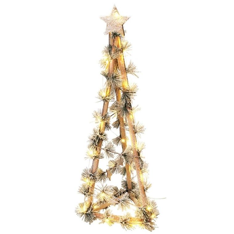 Home Styling Decoration, choinka świecąca, drewniana, stożek, 68 cm