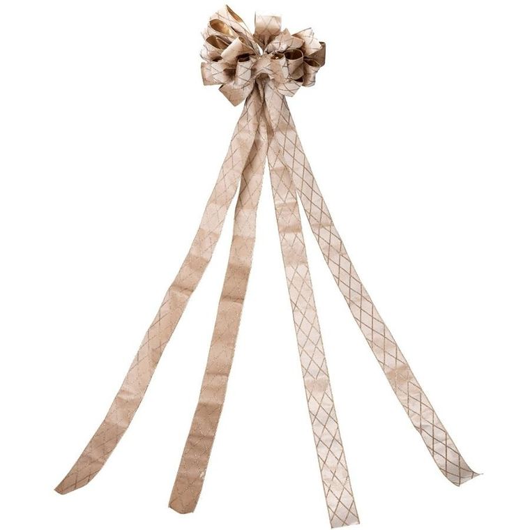 Home Styling Decoration, kokarda dekoracyjna na choinkę, beżowa, 130-33 cm