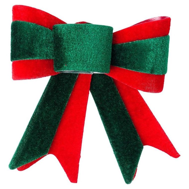 Home Styling Decoration, kokarda dekoracyjna świąteczna, welurowa, 11,5-13 cm, 2 szt.