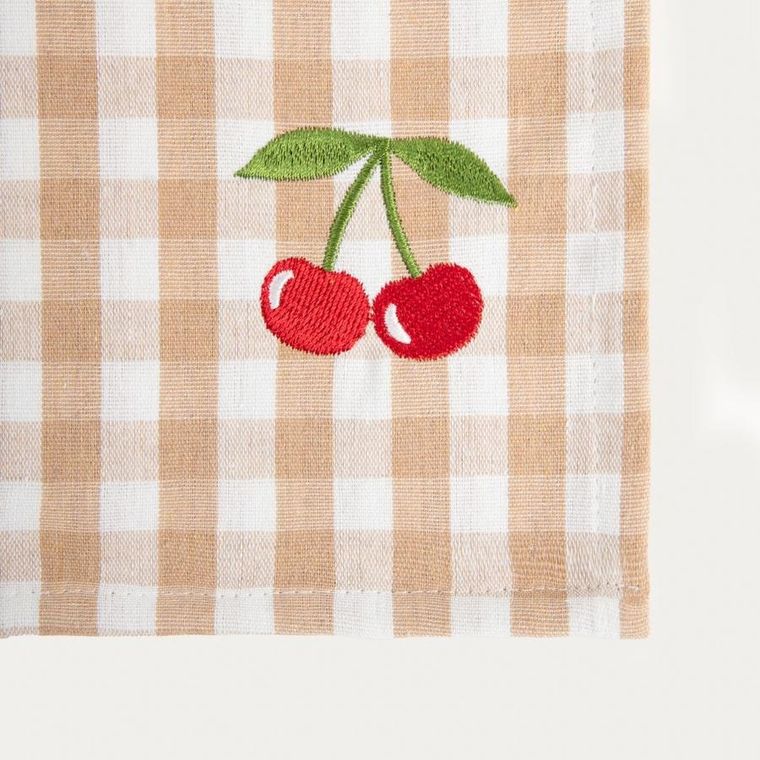 Homla, Abril, bieżnik, beżowy w kratkę z ozdobnym haftem, 40-160 cm