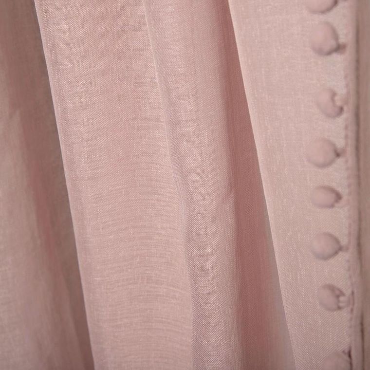 Homla, Adi, firanka, brudny róż z pomponikami, 140-250 cm