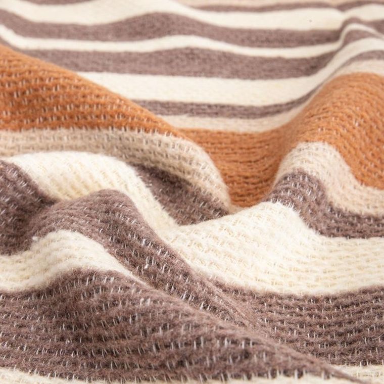 Homla, Alabas, koc w pasy, beżowy, 150-200 cm