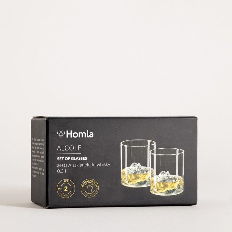 Homla, Alcole, zestaw szklanek, do whisky, 0,3l, 2 szt.