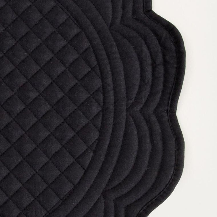 Homla, Alven, maty stołowe, czarne okrągłe z pikowaniem, 38 cm, 2 szt.