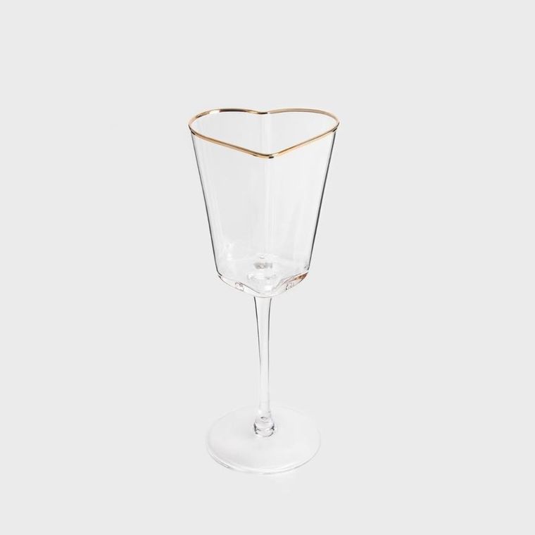 Homla, Amar, kieliszek na wino w kształcie serca ze złotym rantem, 0,3l, 726613