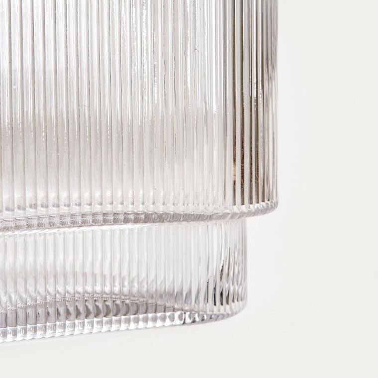 Homla, Amer, wazon, szklany podłużny prążkowany transparentny, 20-10-18,5 cm