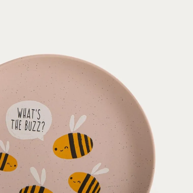 Homla, Annbee, talerz, z pszczołą różowy, 16 cm