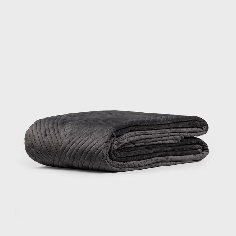 Homla, Aurum, narzuta welwetowa z pikowaniem, czarna, 220-240 cm, 745737