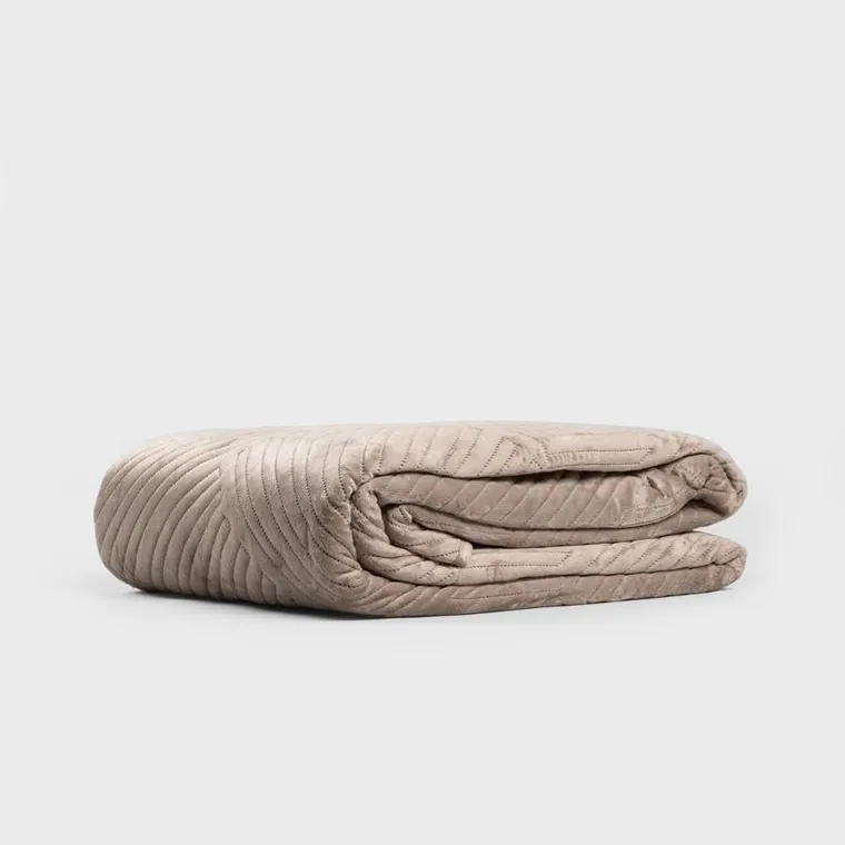 Homla, Aurum, narzuta welwetowa z pikowaniem, złota, 220-240 cm, 745577