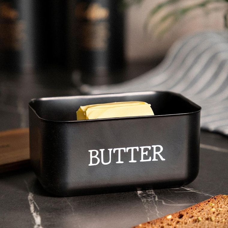 Homla, Avila, maselniczka, czarna z akacjową pokrywką, 15-10-7 cm, 872537