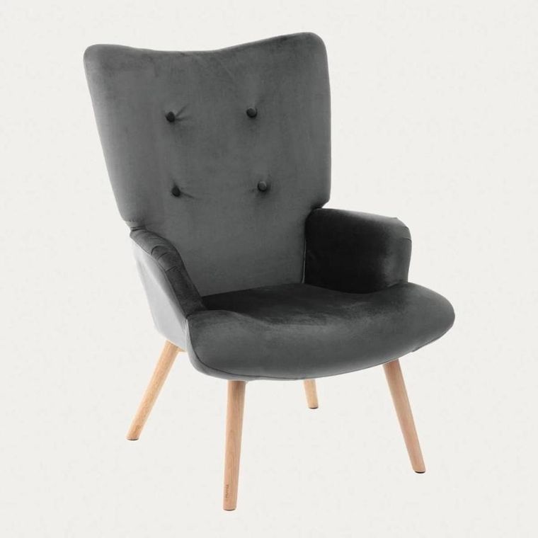 Homla, B2 Moss Plus, fotel, 2w1 welurowy szary, 70-95 cm