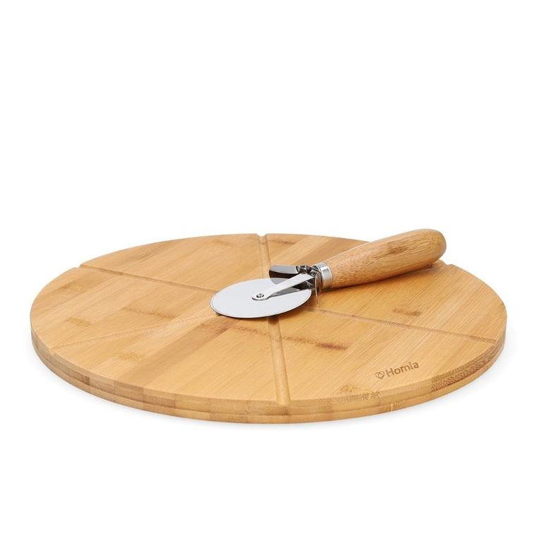 Homla, Bambou, Deska do serwowania pizzy z nożykiem, 32 cm, ALL 958384