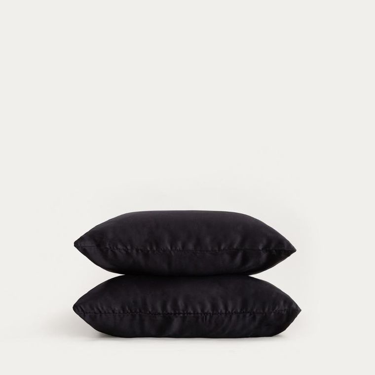 Homla, Bamsa, zestaw dwóch poszewek, z satyny bambusowej, czarny, 50-60 cm