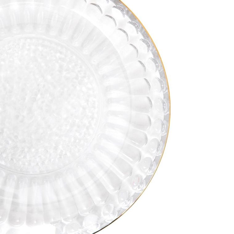 Homla, Barrel, talerzyk szklany, w paski ze złotym rantem, 15 cm