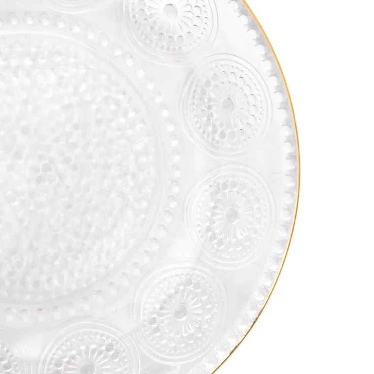 Homla, Barrel, talerzyk szklany, wzorzysty ze złotym rantem, 15 cm