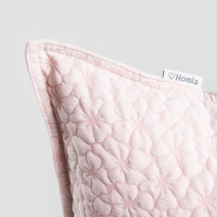 Homla, Blomster, poszewka, żakardowa różowa, 45-45 cm