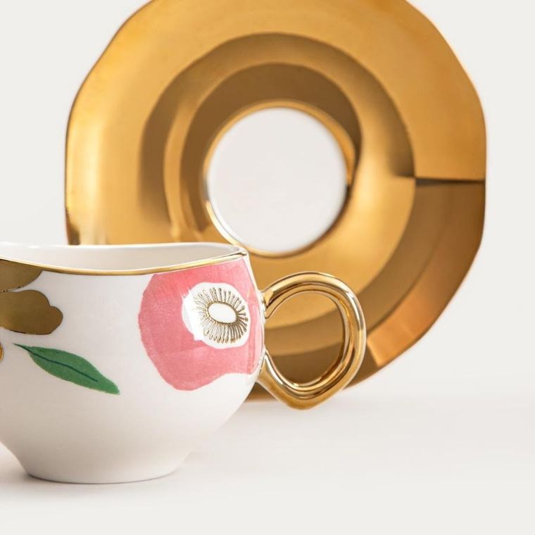 Homla, Bogli, filiżanka, w kwiaty ze złotym uchem, 0,2l