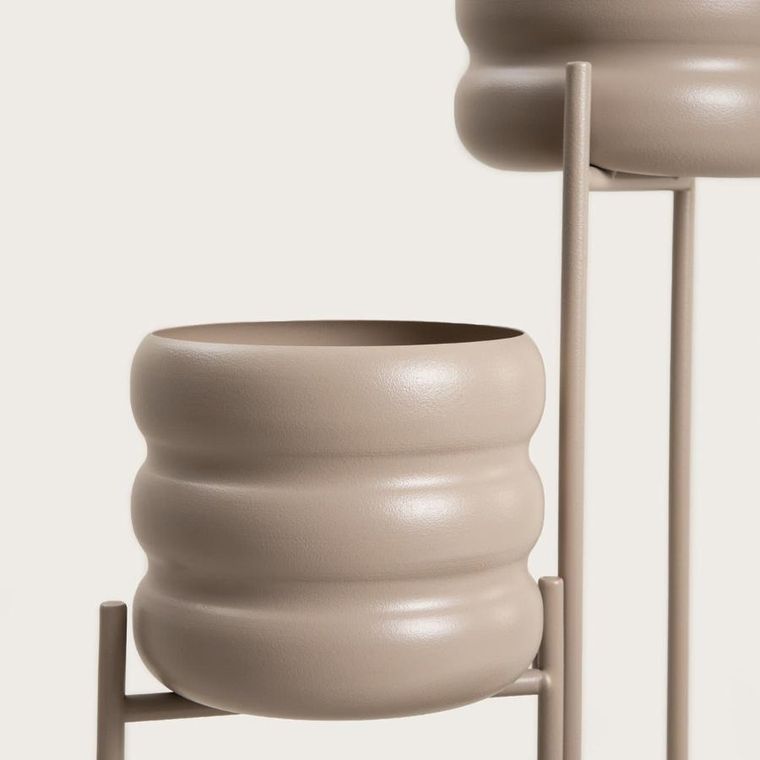 Homla, Buuble, kwietnik potrójny, beżowy, 36-25-60 cm