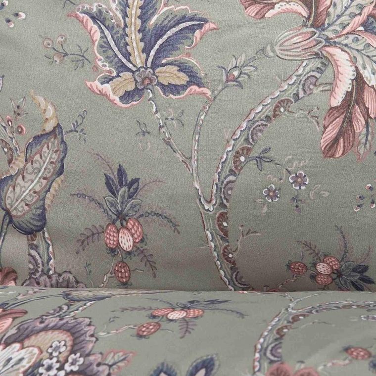 Homla, Claras, Pościel z mikrofibry szara w liście i kwiaty, 200-220 cm, SS23 997918