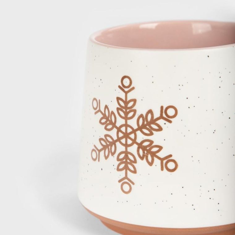 Homla, Combes, kubek, kremowy ze śnieżynką i różowym środkiem, 0,6l